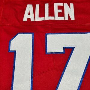 Men's Josh Allen #17 Buffalo Bills Stitched Red ON-FIELD Game Jersey Size Large